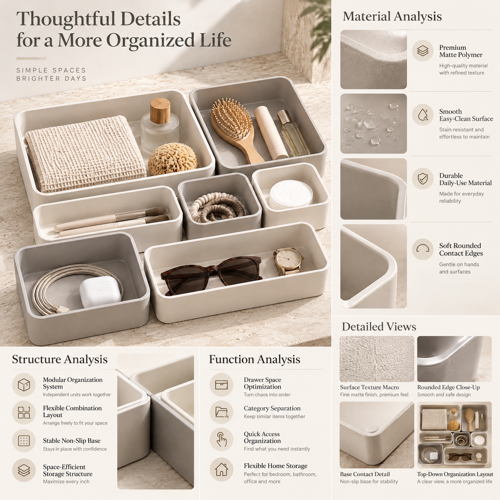 Alvermora™ Modular Drawer Organizer Tray Set