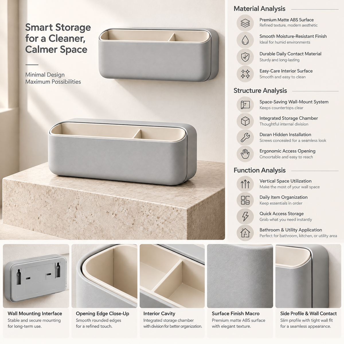 Alvermora™ Wall-Mount Divided Storage Organizer