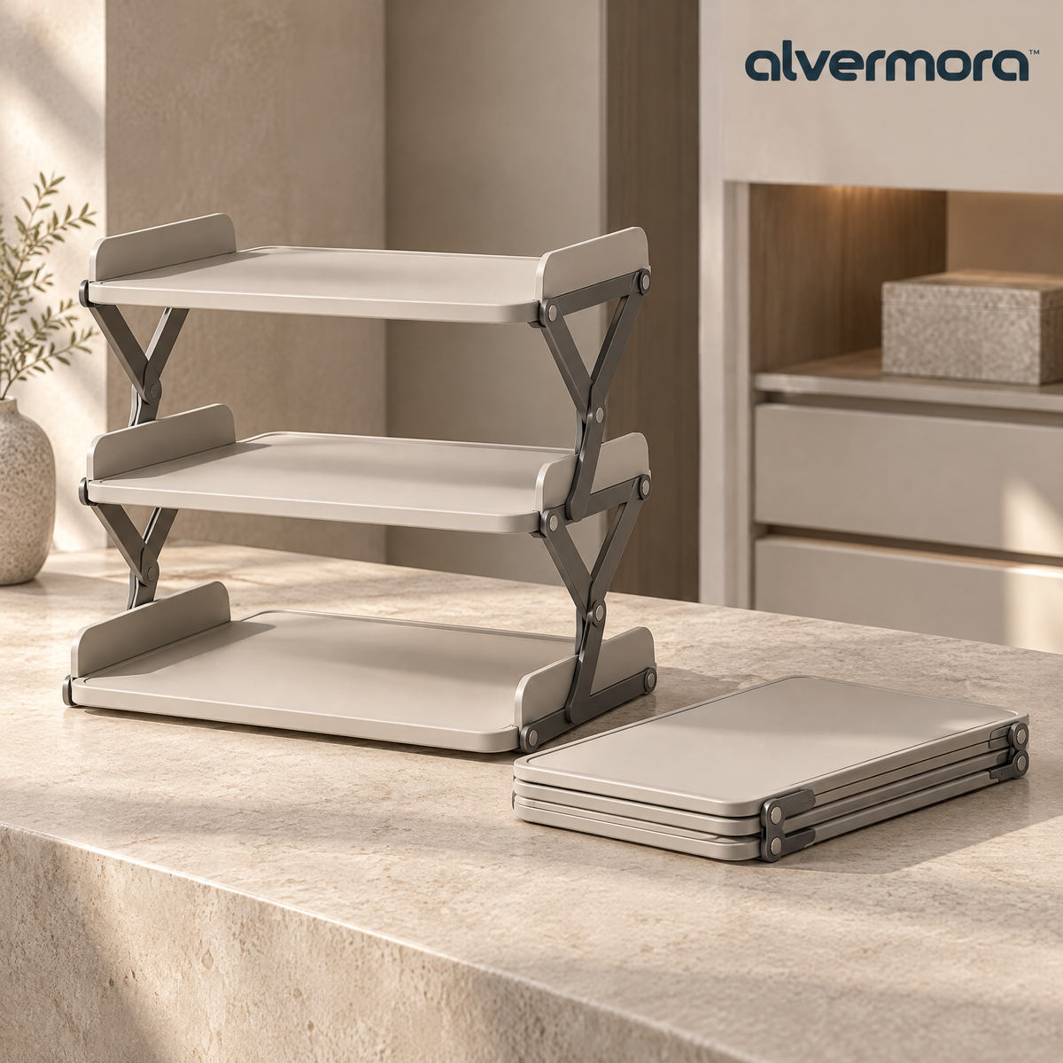 Alvermora™ Foldable 3-Tier Countertop Storage Rack