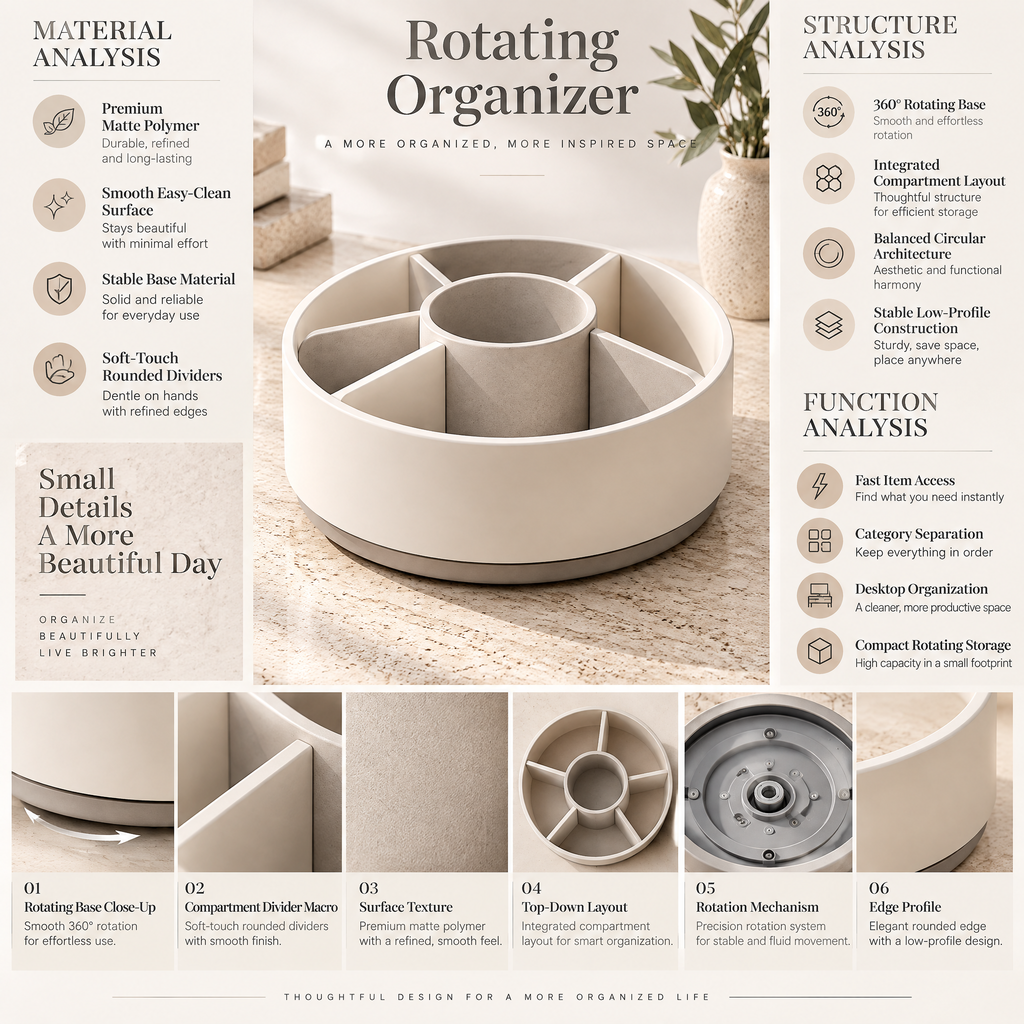 Alvermora™ Rotating Multi-Compartment Organizer Tray