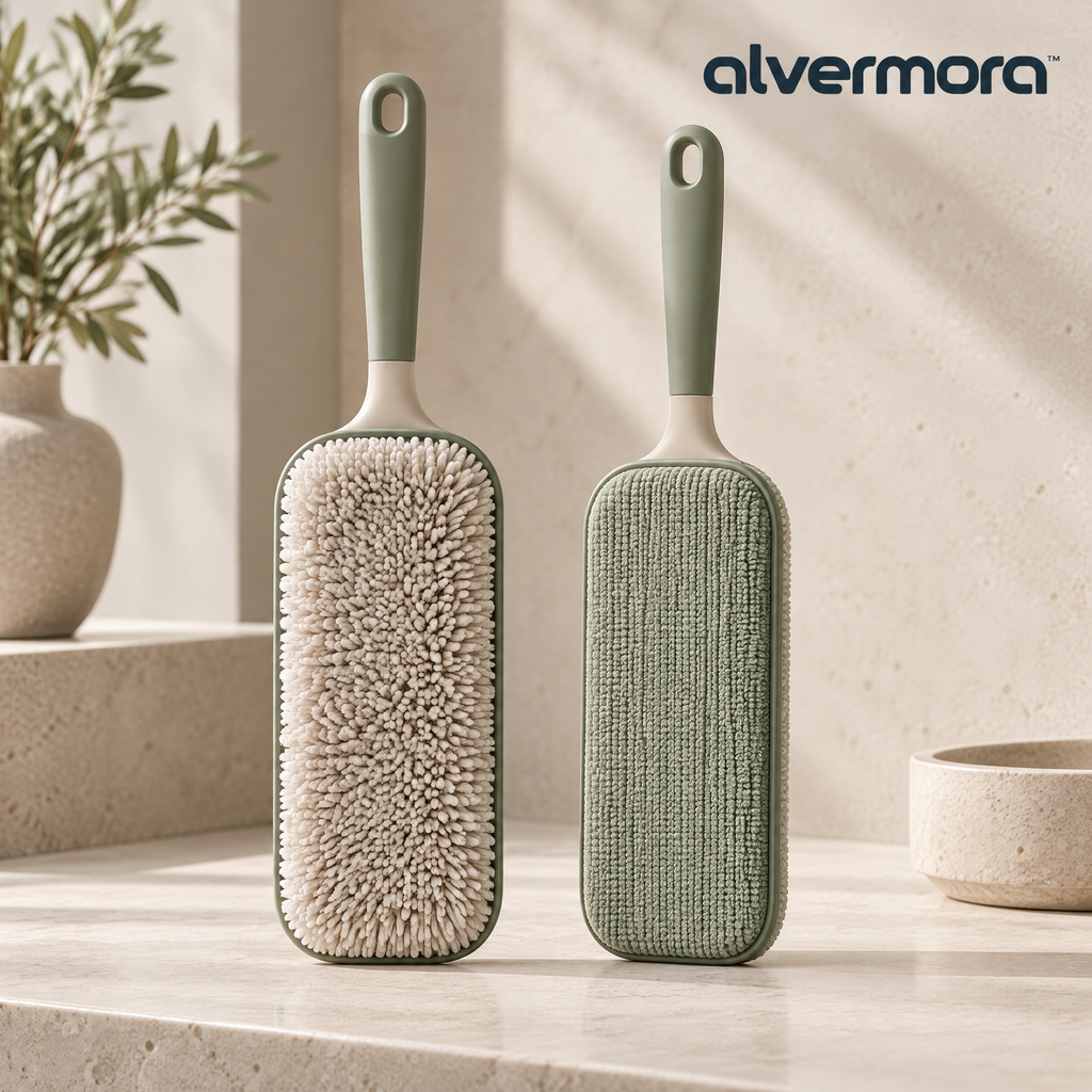 Alvermora™ Dual-Sided Microfiber Dusting Brush
