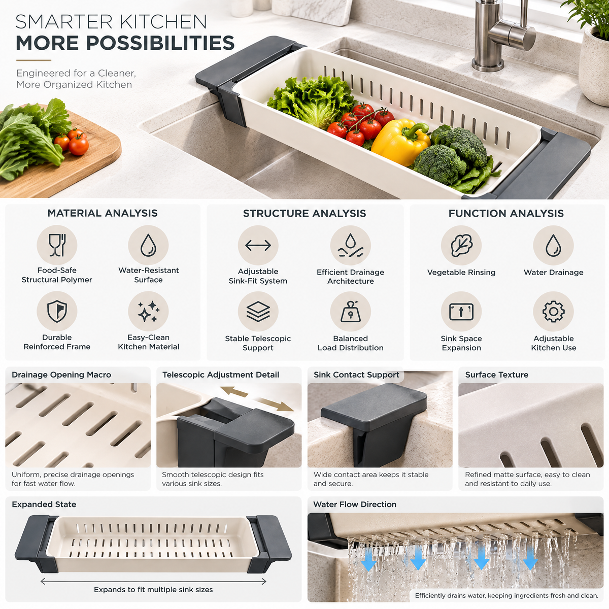 Alvermora™ Expandable Over-Sink Drain Basket