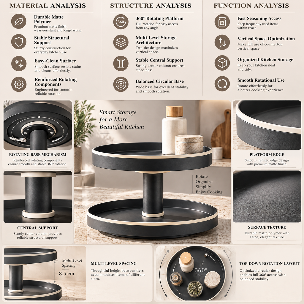 Alvermora™ 2-Tier Rotating Countertop Organizer
